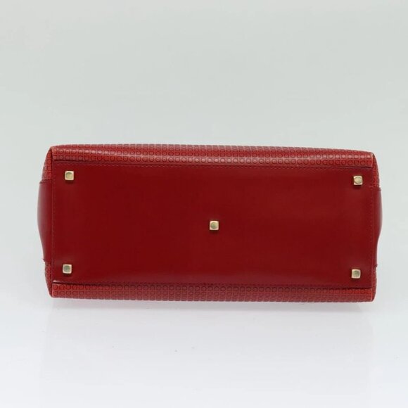 Salvatore Ferragamo Gancini Shoulder Bag Leather 2way Red Gold Auth KD414 - Picture 7 of 15